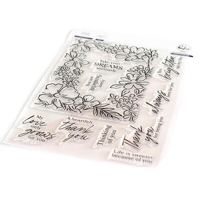 PinkFresh Studio - Clear Stamp - 6&quot; x 8&quot; -  Floral Border - 182622