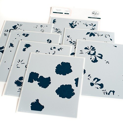 PinkFresh Studio - Poppy Mix - Layered Stencil -  182122 - 7 pcs