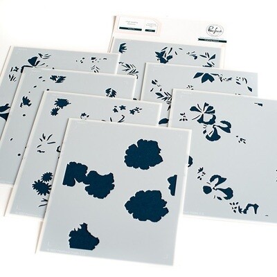PinkFresh Studio - Poppy Mix - Layered Stencil -  182122 - 7 pcs
