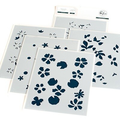 PinkFresh Studio - Mixed Blooms - Layered Stencil - 182522