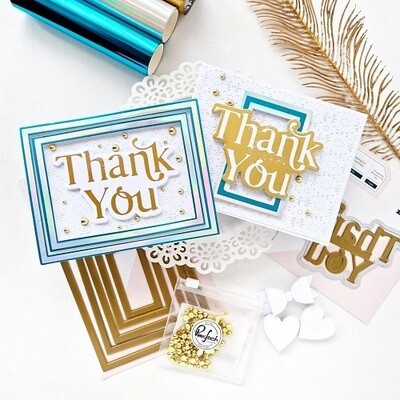 PinkFresh Studio - Hot Foil Plate &amp; Die Set - Thank You - 183522