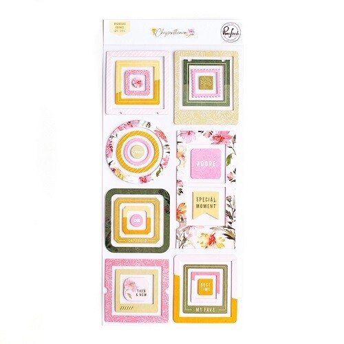 PinkFresh Studio - Chrysanthemum Collection - Chipboard Frames - 172722 - 26 pcs