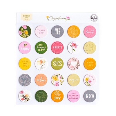 PinkFresh Studio - Chrysanthemum Collection - Flair Chipboard buttons - 172822 - 25 pcs