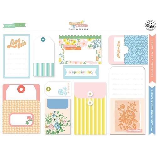 PinkFresh Studio - Flower Market Collection - Journalling Bits - 185923 - 13 pcs