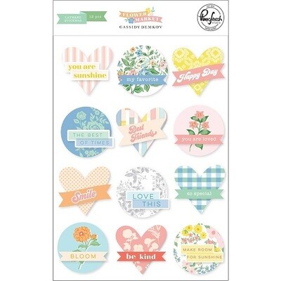 PinkFresh Studio - Flower Market Collection - Layered Stickers - 186223 - 12 pcs