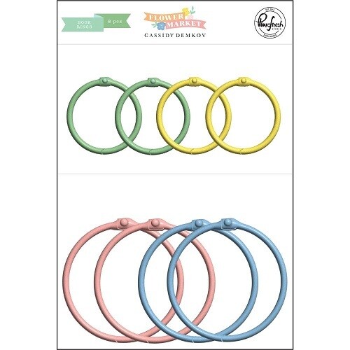 PinkFresh Studio - Flower Market Collection - Book Rings - 186523 - Asstd Colours &amp; Sizes - 8 pcs