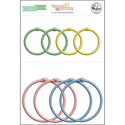 PinkFresh Studio - Flower Market Collection - Book Rings - 186523 - Asstd Colours &amp; Sizes - 8 pcs