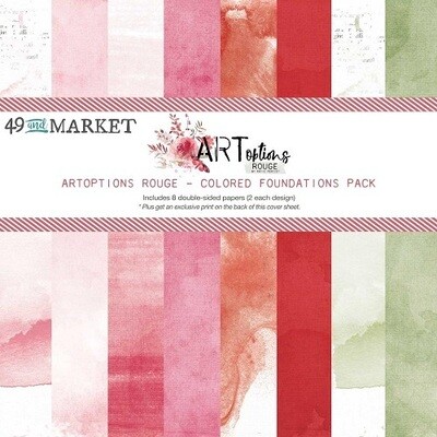 49 & Market - ArtOptions - Rouge - 12"x 12" Collection Pack - Foundations - AOR39333 - 8 sheets