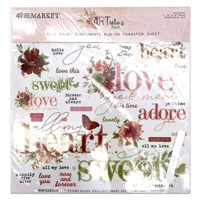 49 &amp; Market - ArtOptions - Rouge Collection - 12 x 12 Rub Ons - Sentiments - AOR39418 - 1 sheet