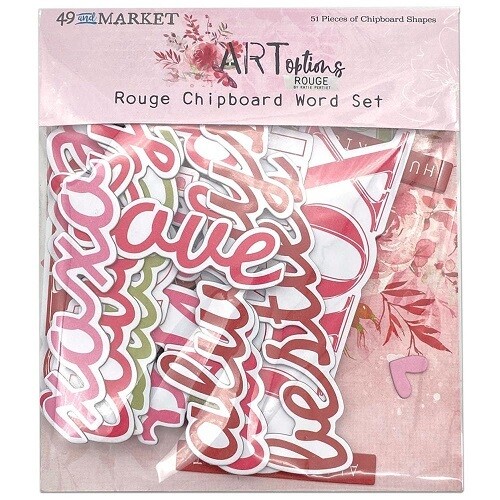 49 &amp; Market - ArtOptions - Rouge Collection - Chipboard Word Set - AOR39494 - 51 pcs