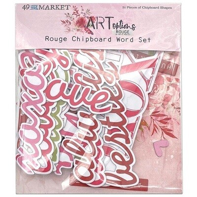 49 & Market - ArtOptions - Rouge Collection - Chipboard Word Set - AOR39494 - 51 pcs