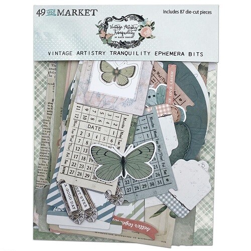 49 &amp; Market - Vintage Artistry - Tranquility Collection - Ephemera Bits - VAT39739 - 94 pcs