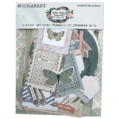 49 &amp; Market - Vintage Artistry - Tranquility Collection - Ephemera Bits - VAT39739 - 94 pcs