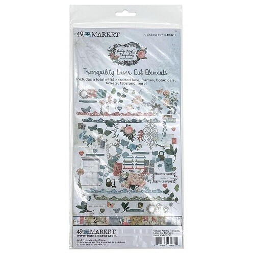 49 &amp; Market - Vintage Artistry - Tranquility Collection - Laser Cut Outs - Elements - VAT39715 - 97 pcs