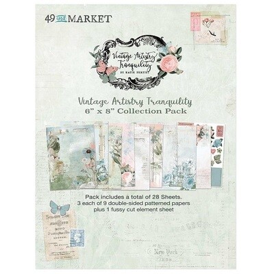 49 & Market - Vintage Artistry - Tranquility Collection - 6" x 8" - Paper Pack - VAT39685 - 18 sheets