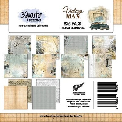3 Quarter Designs - 6&quot; x 6&quot; - Vintage Man - Scrap Pad 