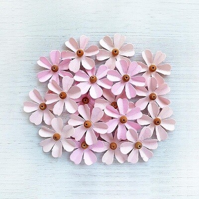 Little Birdie Crafts - Paper Flowers -Pearl Pink Beaded - CR69396 - 18 pcs