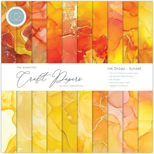 Craft Consortium - Ink Drops - Sunset - 12 x 12 Paper Pad - CCPAD024 