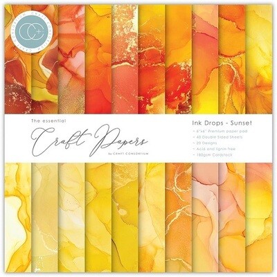 Craft Consortium - Ink Drops - Sunset - 6&quot; x 6&quot;  - Scrap Pad - CCPAD024