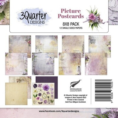 3 Quarter Designs - 8" x 8" Paper Pad - Picture Postcards 