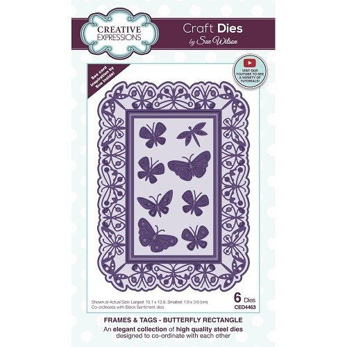 Creative Expressions - Craft Dies by Sue Wilson - Frames & Tags - Butterfly Rectangle CED4463 - 6 pcs