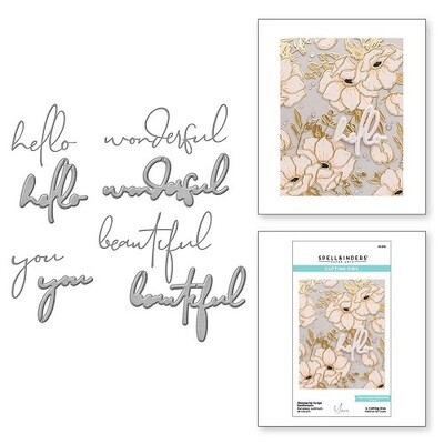 Spellbinders Paper Arts - Etched Die - Designed By Yana Smakula - Anemone Blooms Collection - Wonderful Script Sentiments - S5-536 - 8 pcs