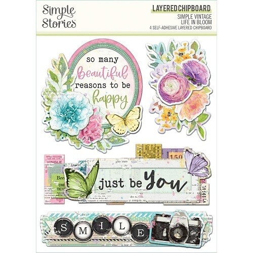 Simple Stories - Simple Vintage - Life In Bloom Collection - Layered Stickers - SVL19736 - 4 pcs