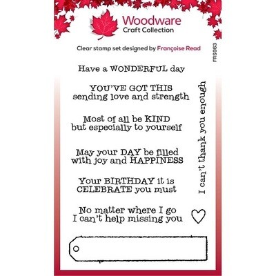 Creative Expressions - Woodware - Singles Long Tag Wishes - Clear Stamp - 6&quot; x 4&quot; - FRS963
