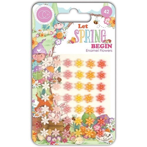Craft Consortium - Let Spring Begin Collection - Enamel Flowers - Self Adhesive - 42 pcs - CADT027
