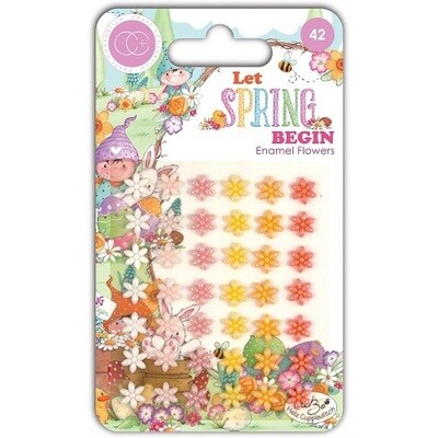 Craft Consortium - Let Spring Begin Collection - Enamel Flowers - Self Adhesive - 42 pcs - CADT027