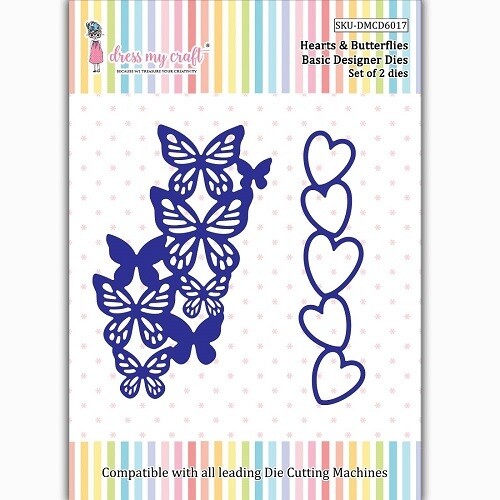 Dress My Craft - Dies - Hearts &amp; Butterflies - DMCD6017 - 3 pcs