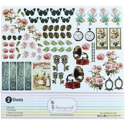 Dress My Craft - Timeless Beauty Collection - Fussy Cutting Sheet A4 - DMCP6216