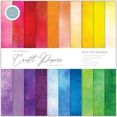Craft Consortium - The Essential Craft Papers - Over the Rainbow Collection - 12 x 12 Paper Pad - CCPAD026 - 30 Sheets