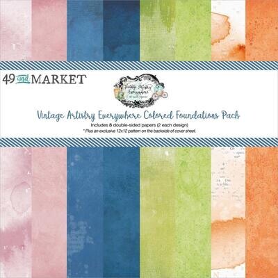 49 & Market - Vintage Artistry - Everywhere - 12"x 12" Collection Pack - Foundations - VAE40612- 8 sheets