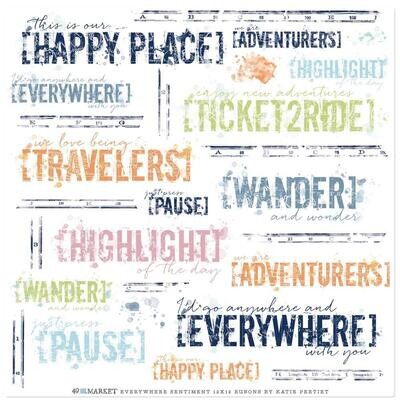 49 &amp; Market - Vintage Artistry - Everywhere Collection - 12 x 12 Rub Ons - Sentiments - VAE40681 - 1 sheet
