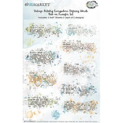 49 &amp; Market - Vintage Artistry - Everywhere Collection - Defining Words - 6&quot; x 8&quot; - Rub On Transfers - VAE40667 - 2 sheets
