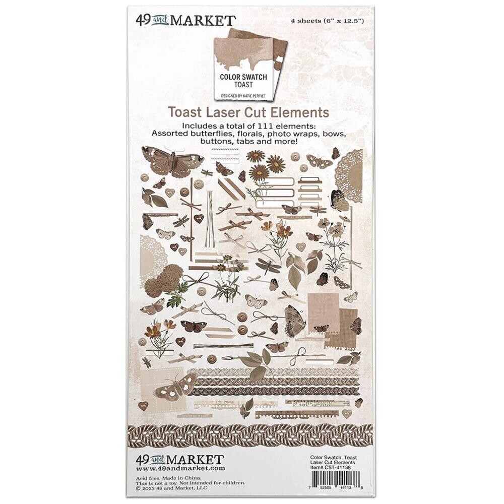 49 &amp; Market - Colour Swatch: Toast - Laser Cut Outs - Elements - CST41138 - 107 pcs
