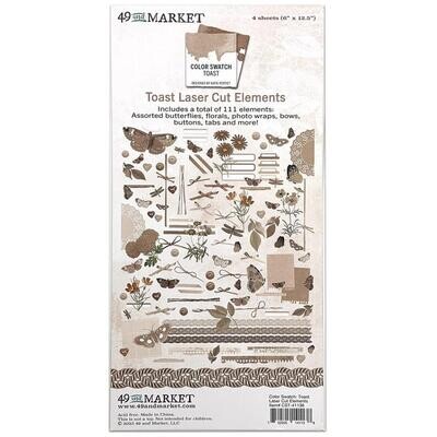 49 &amp; Market - Colour Swatch: Toast - Laser Cut Outs - Elements - CST41138 - 107 pcs