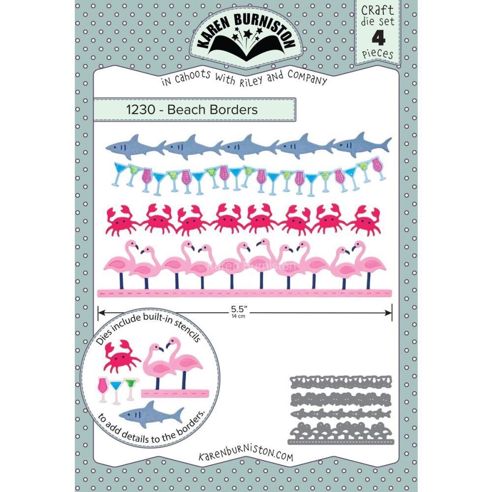 KB Riley - Karen Burnston - Dies - Beach Borders - 1230 - 4 pcs