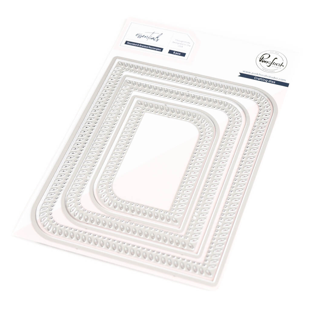 PinkFresh Studio - Essentials Collection - Die Set - Braided &amp; Rounded Rectangle - PF106ES