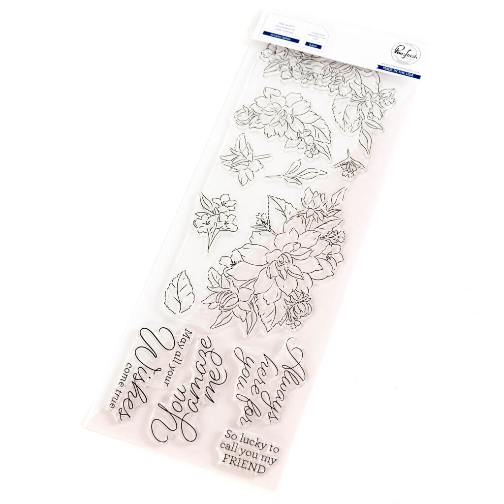 PinkFresh Studio - Artistic Dahlia - Slimline Stamp - 4&quot; x 12&quot; -  196203