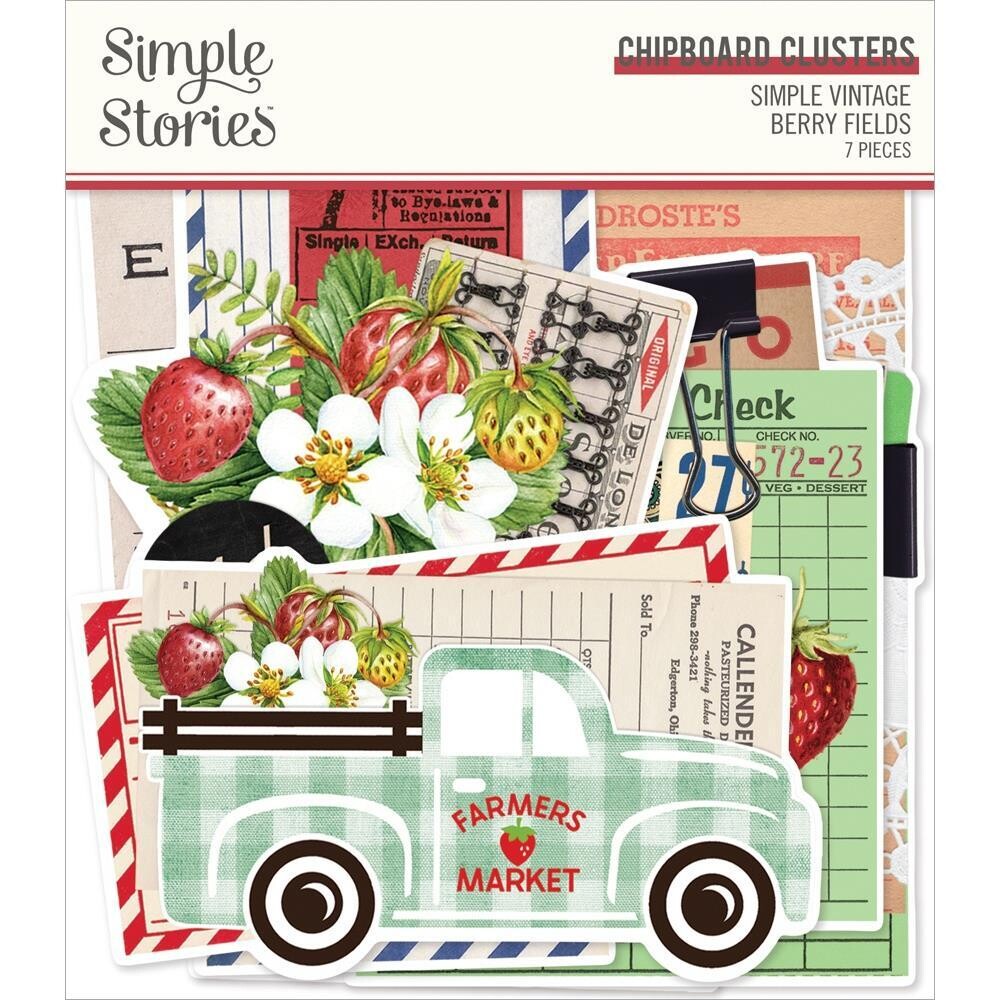 Simple Stories - Simple Vintage Berry Fields Collection - Chipboard Clusters - BER20127 - 7pcs