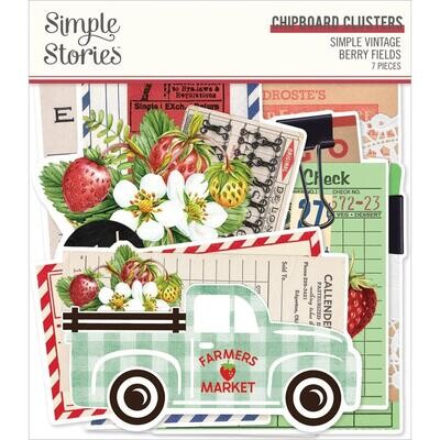 Simple Stories - Simple Vintage Berry Fields Collection - Chipboard Clusters - BER20127 - 7pcs