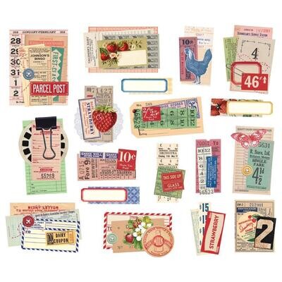 Simple Stories - Simple Vintage Berry Fields Collection - Die Cuts - Bits &amp; Pieces - Layered - BER20123 - 18 pcs
