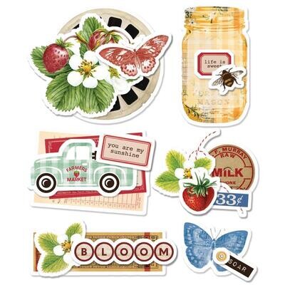 Simple Stories - Simple Vintage Berry Fields Collection - Layered Chipboard - BER20129 - 6pcs