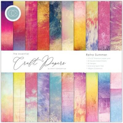 Craft Consortium - The Essential Craft Papers - Retro Summer Collection -12 x 12 Paper Pad - CCEPAD025