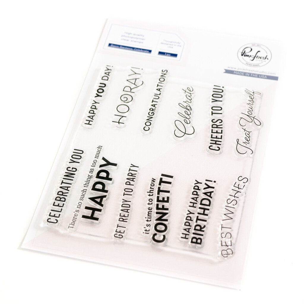 PinkFresh Studio - Clear Stamp - Basic Banners: Celebrate -  4&quot; x 6&quot; - 199623 - 1pce