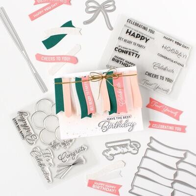 PinkFresh Studio - Clear Stamp - Basic Banners: Celebrate -  4" x 6" - 199623 - 1pce