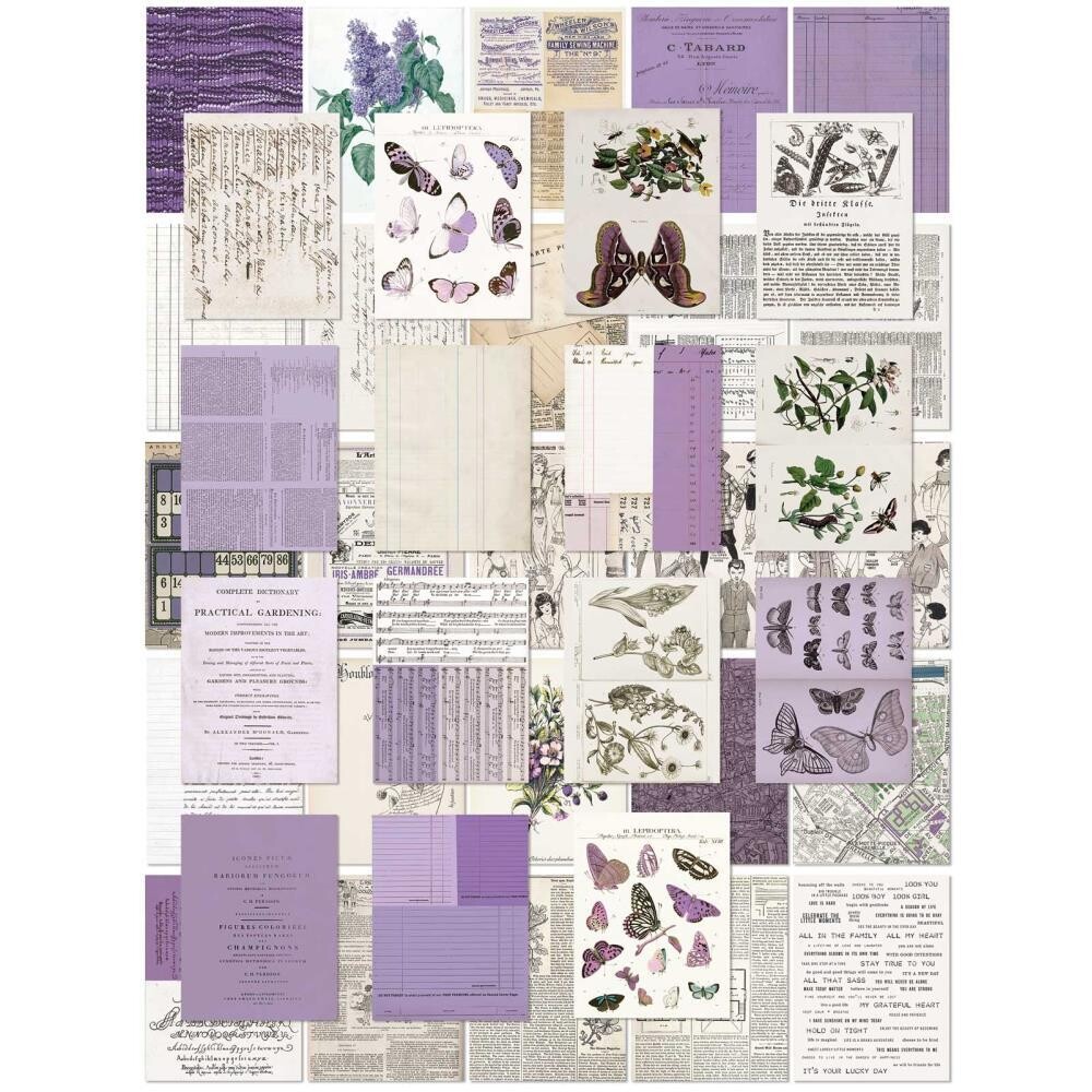 49 &amp; Market - Colour Swatch - Lavender Collection - Collage Sheets - CSL41473 - 40 pcs