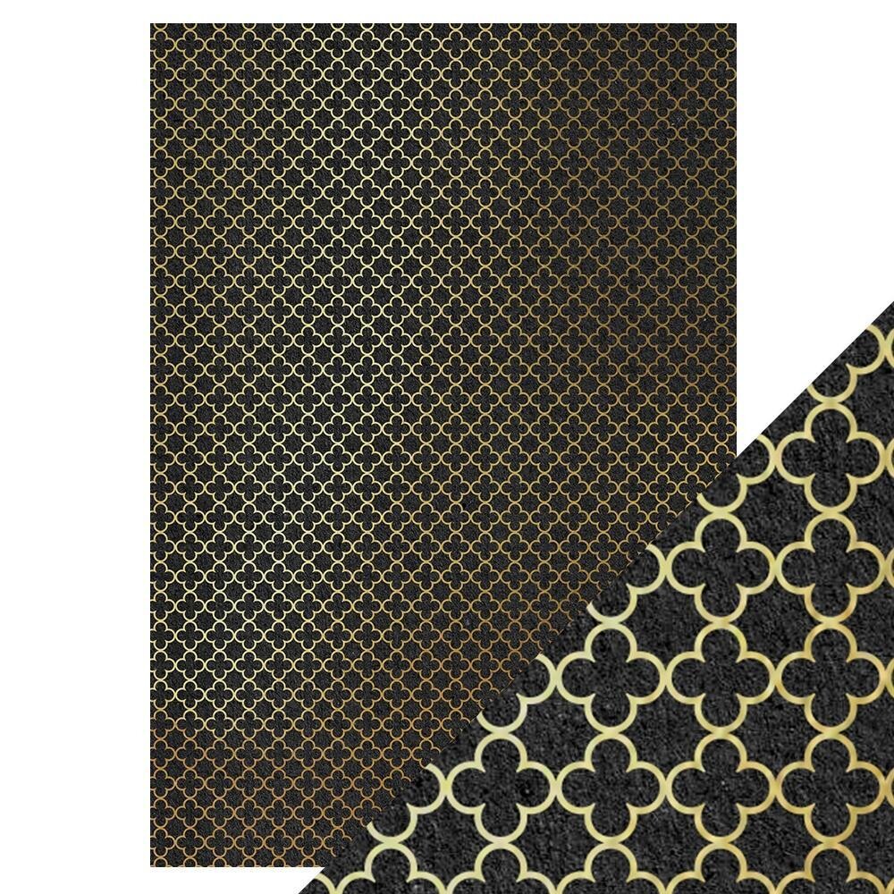 Tonic Studios - Craft Perfect - A4 Foiled Cardstock - Golden Quatrefoil - 5pack
